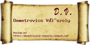 Demetrovics Vászoly névjegykártya